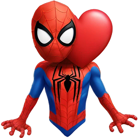 Spider man with a heart emoji