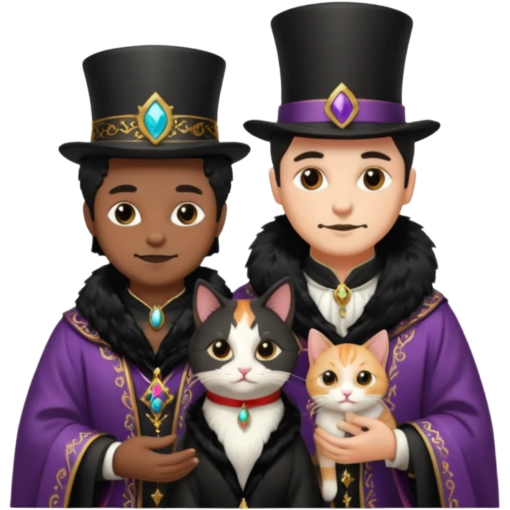 magician couple and their pet cat emoji