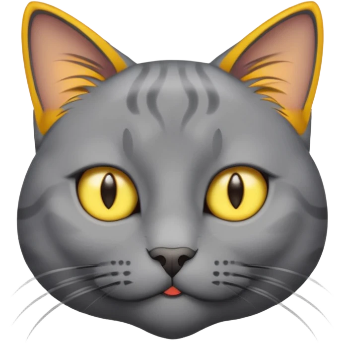 A gray cat with yellow eyes named max he is very cute and  he is a boy add text saying I made Maw an emoji emoji