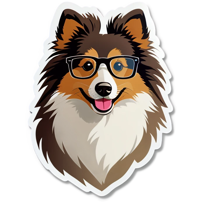 shetland sheepdog with glasses emoji