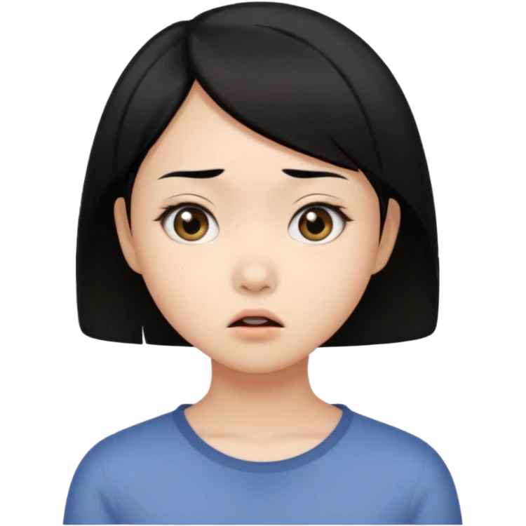 dark circles eyes frightened asian girl emoji