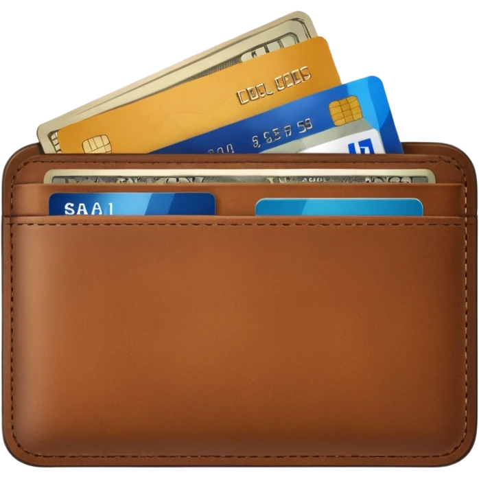 portefeuille marron avec pleins de billet et carte bancaire emoji