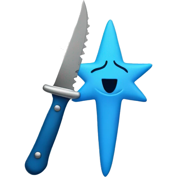 blue star with cute hairbow holding a knife emoji