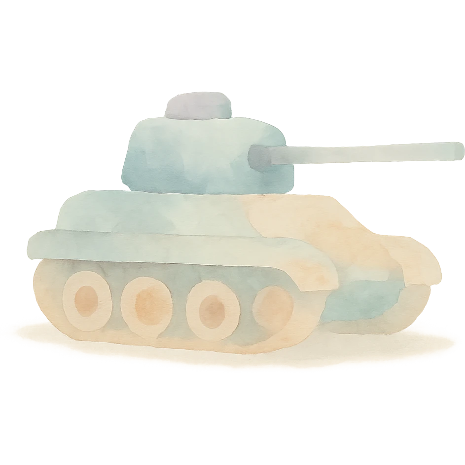 A tank in the style of watercolor art emoji