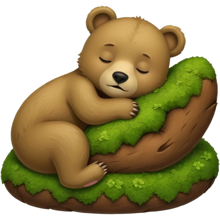 bear cub hugging moss pillow asleep emoji