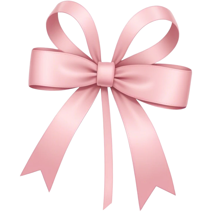 Single-loop thin and elongated ribbon bow, light pink, no double loops, minimalistic, elegant, sleek and slender emoji