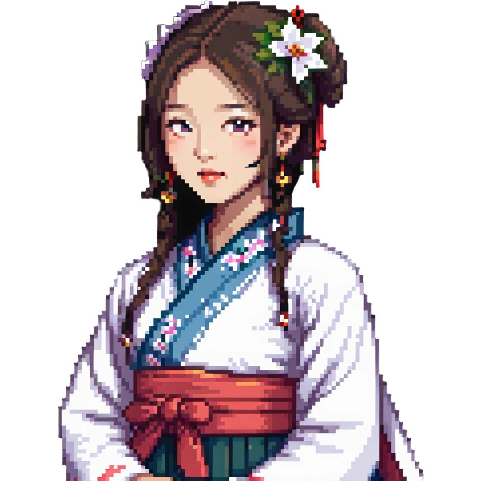 Korean girl in hanbok traditional dress emoji