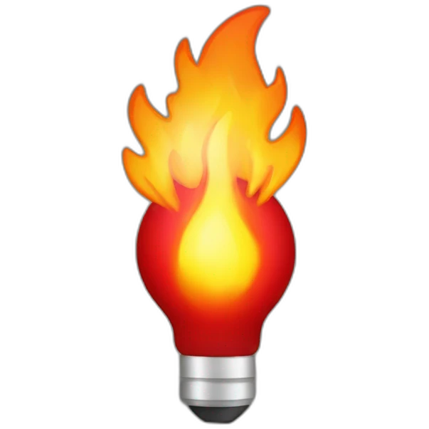 red bulb with fire emoji