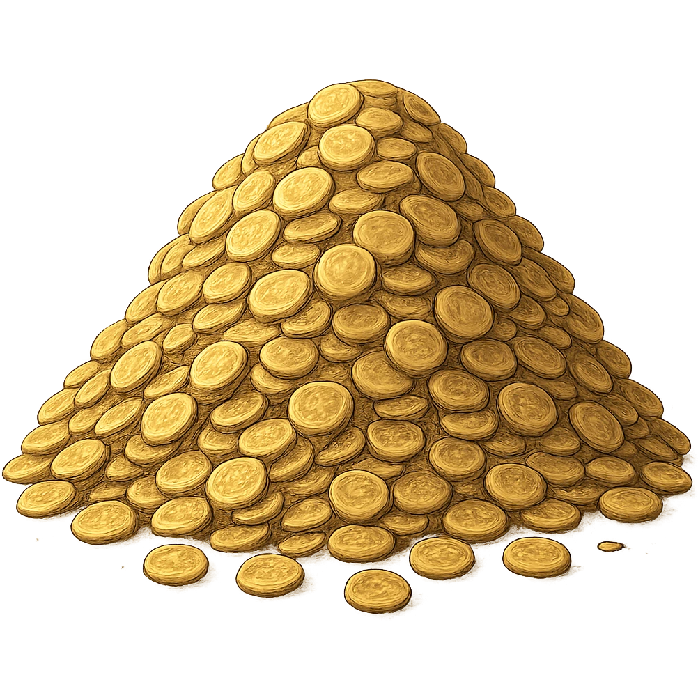 ghibli style pile of gold coins emoji