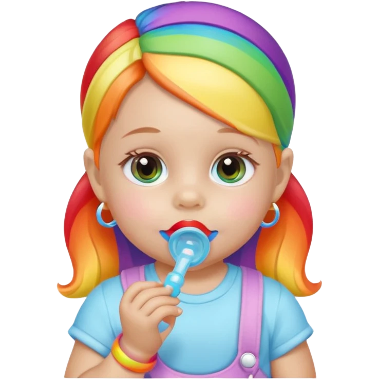 a rainbow skin baby girl with pacifier emoji