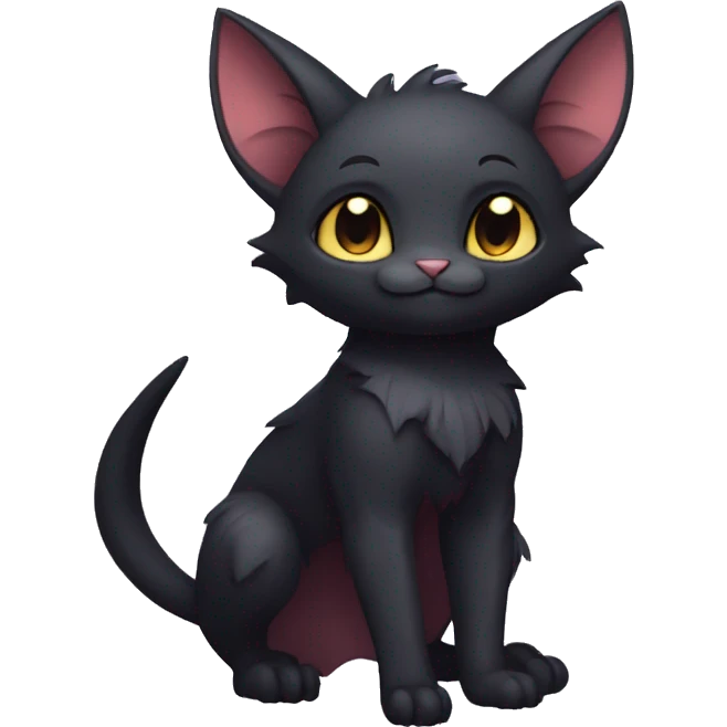 Gorgeous dark anthro bat cat Fakémon full body emoji