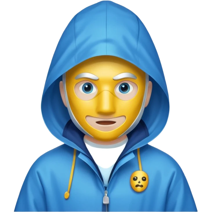 blue raincoat, just rain coat, negative character. emoji