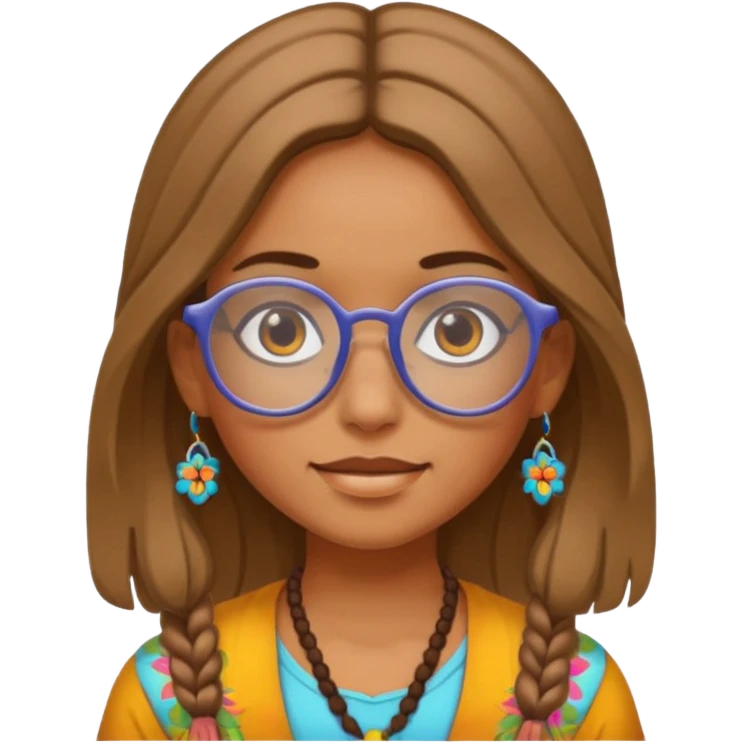 girl Hippie with glasses emoji