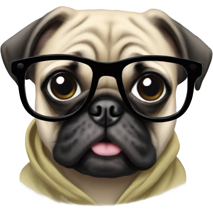 Pug with glasses and hoodie emoji