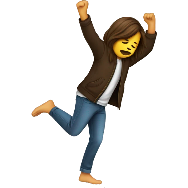 A person doing the famous dab, the person it has to be a boy without bear and mustache but with brown long hair emoji