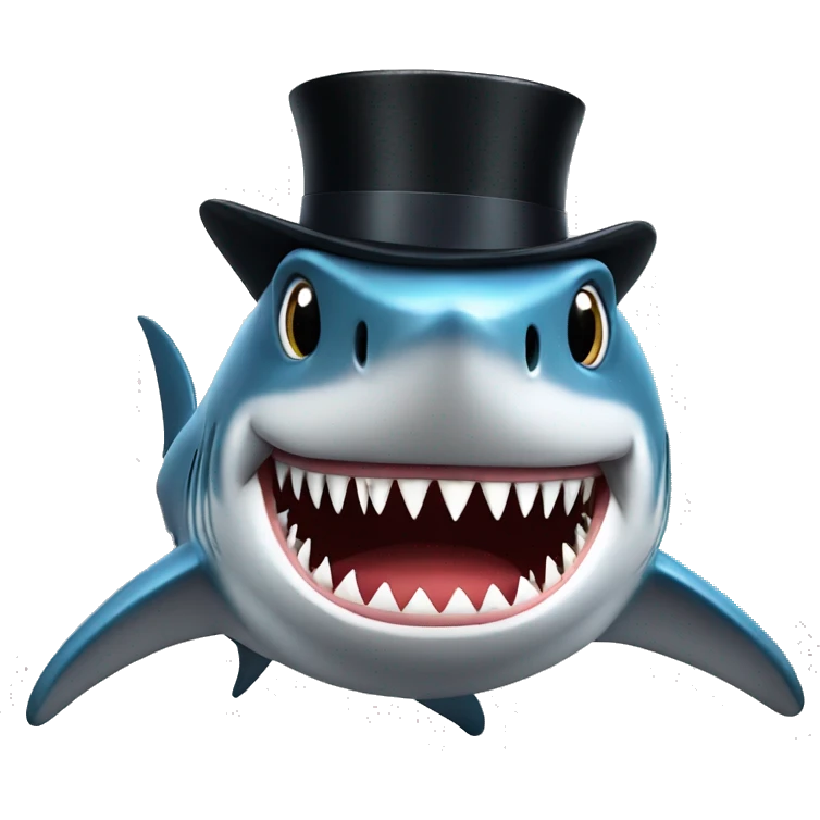 Shark with a top hat emoji