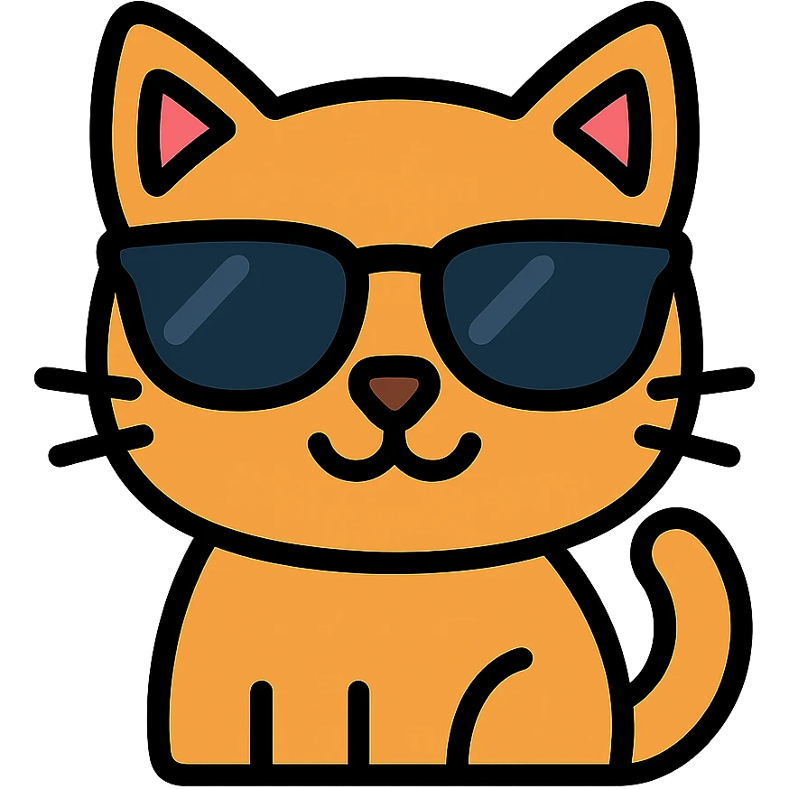 color outline icon of a cat wearing sunglasses emoji