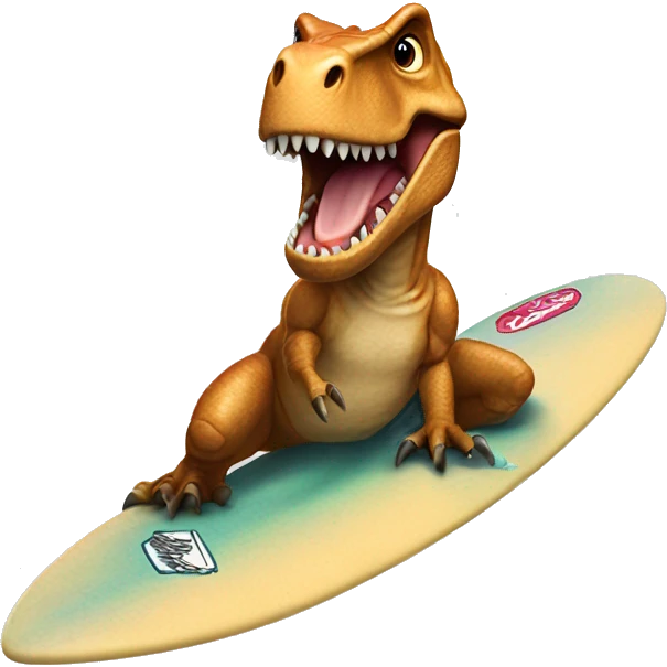 T-rex riding a surfboard  emoji