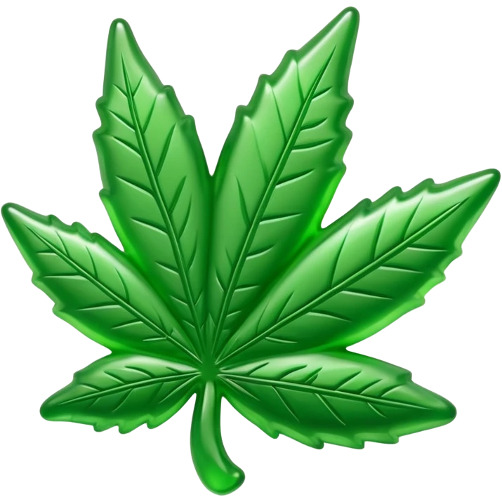 generate an emoji-style image of a gusher gummy shaped like a marijuana leaf emoji
