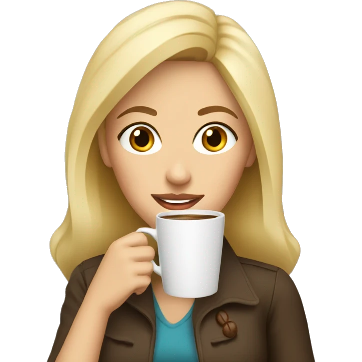 A blonde woman drinking coffee emoji
