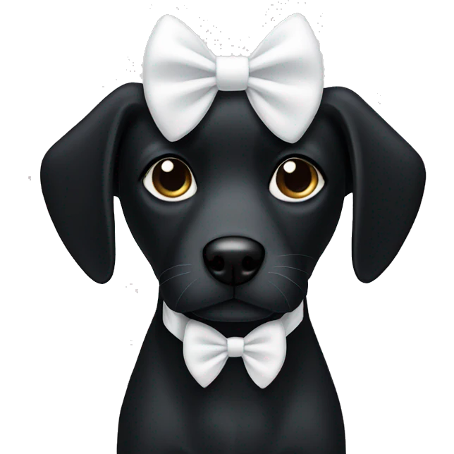 Black dog with white bows  emoji