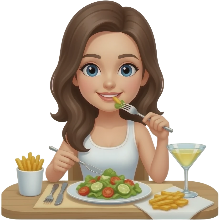 girl dinner aka salad fries and martini emoji