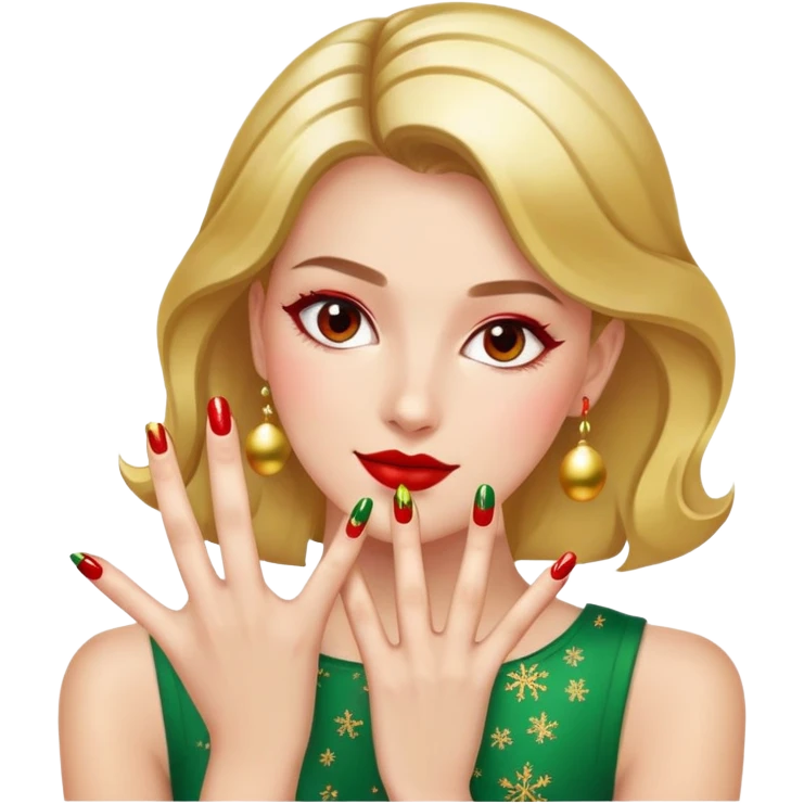 Manicure with Christmas nails emoji