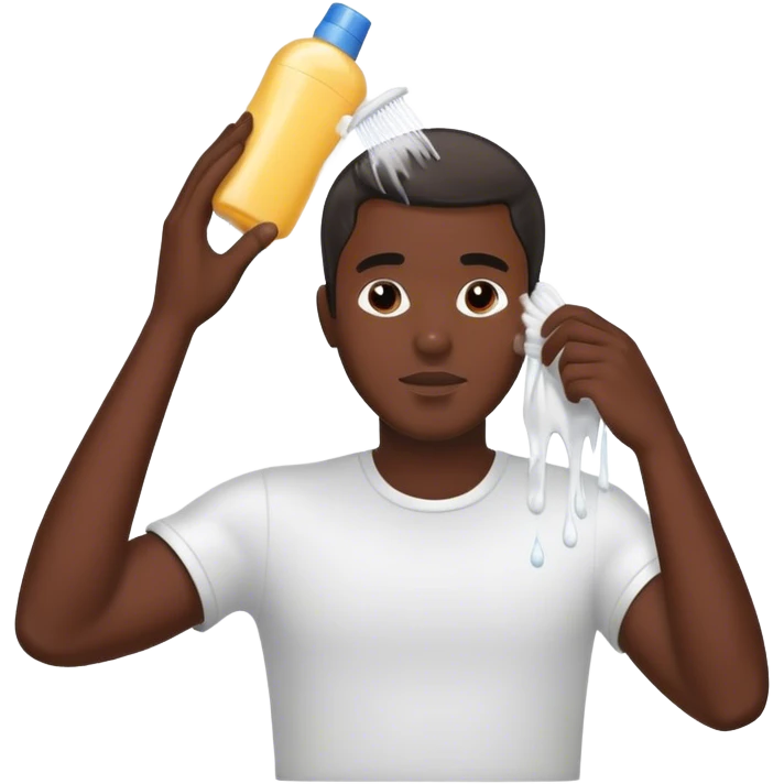 Black guy cleaning his hair with shampoo emoji
