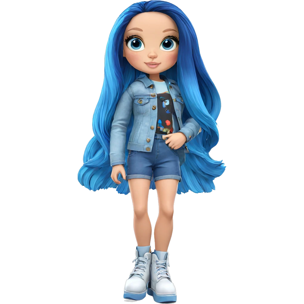 blue haired girl in denim emoji