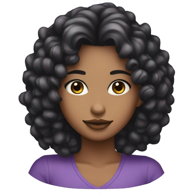 Chica de pelo negro con mechas lilas y ojos lilas  emoji