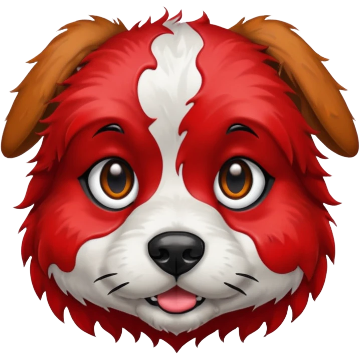 dog with very inked face and red hair emoji