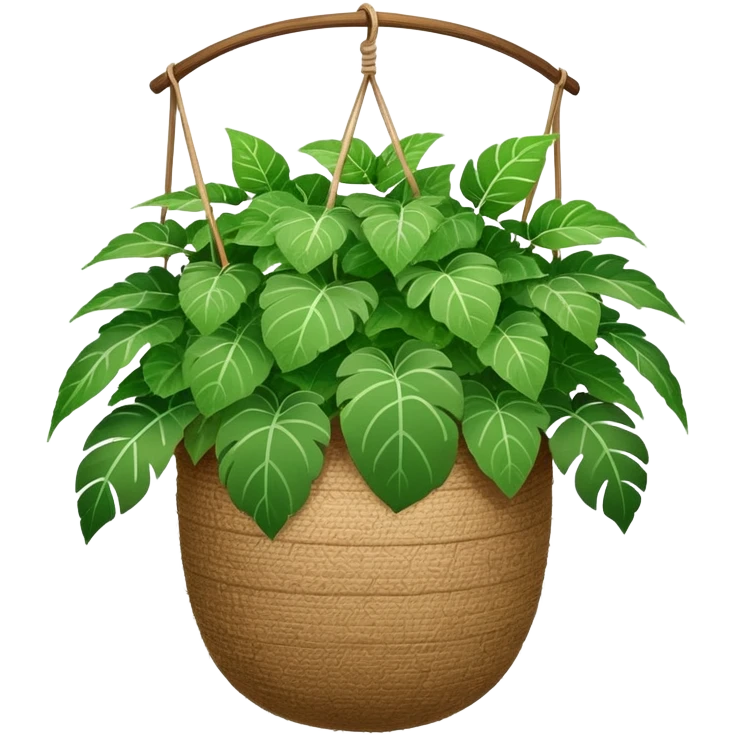 Plectranthus Verticillatus plant with round green leaves in a coconut fiber hanging basket emoji