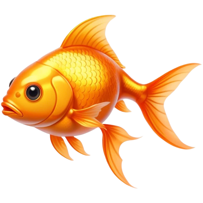 Cinematic Noble Orange Goldfish Portrait Emoji, Poised and regal, with a sleek, streamlined build and a lustrous, vibrant orange body, deep-set soulful golden eyes, Simplified yet sharp and sophisticated features, highly detailed, glowing with a soft, dignified glow, high shine, intelligent and graceful, stylized with an air of aquatic elegance, focused and attentive, soft glowing outline, capturing the essence of a watchful and confident aquatic companion, so majestic it feels as though it could glide out of the screen with effortless authority! emoji