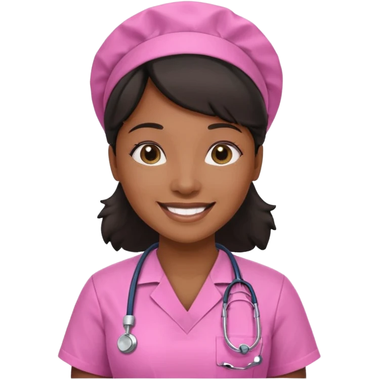 black Nurse wearing pink emoji