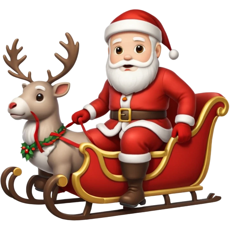 d'Eco de noël avec le père noël sur son traineau très réaliste sur un fond enneigé emoji