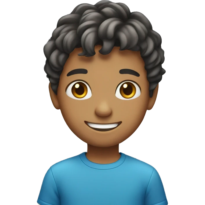 smiling boy in blue shirt emoji