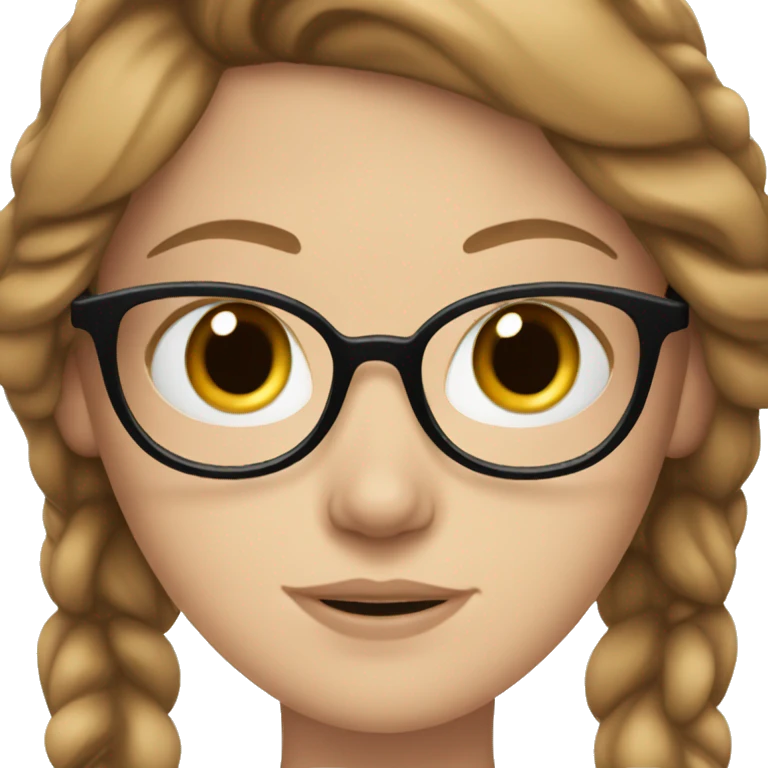 white girl with blue eyes, brown hair, glasses, long sleeves emoji