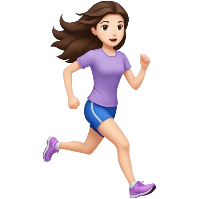 Brunette girl with pretty hair running emoji
