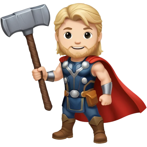 friendly thor superhero with hammer for kids emoji