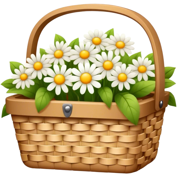cute picnic basket with ight color flowers emoji