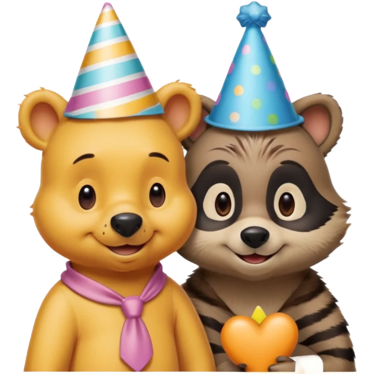 Winnie the Pooh on a date with raccoon  emoji