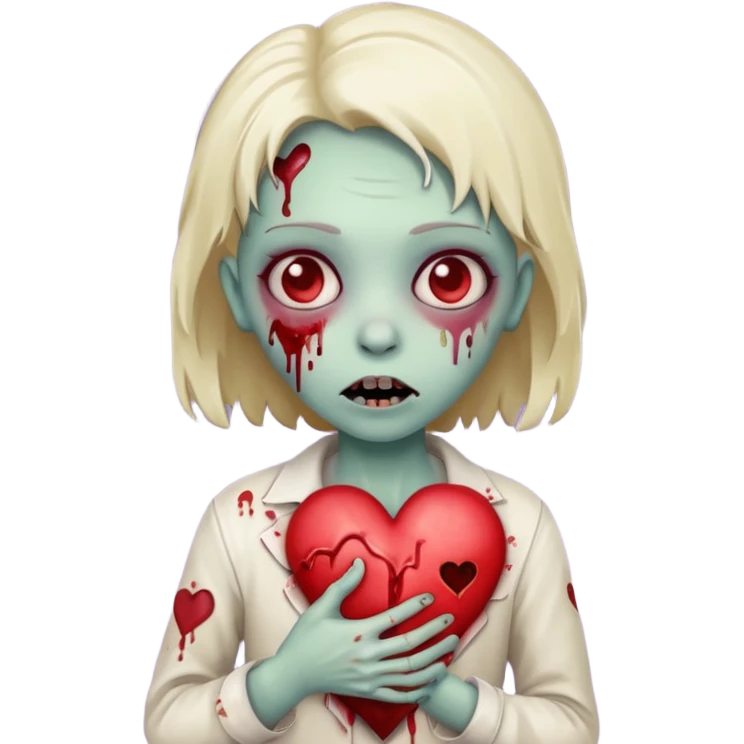 Cute zombie holding heart emoji