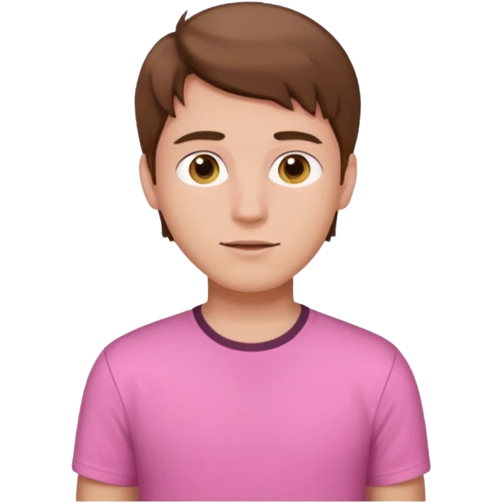 portrait of a young man with short brown hair and a pink shirt emoji