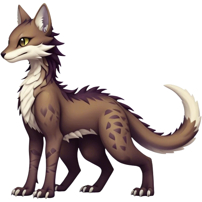 Kawaii dark edgy fantasy ethereal feline-vernid-sergal-fursona animal creature with a tufted tail full body with intricate markings  emoji
