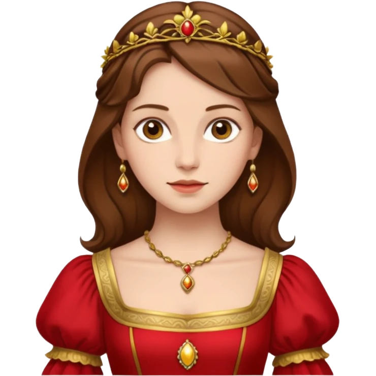 Renaissance lady – brown hair, red dress with gold trim emoji