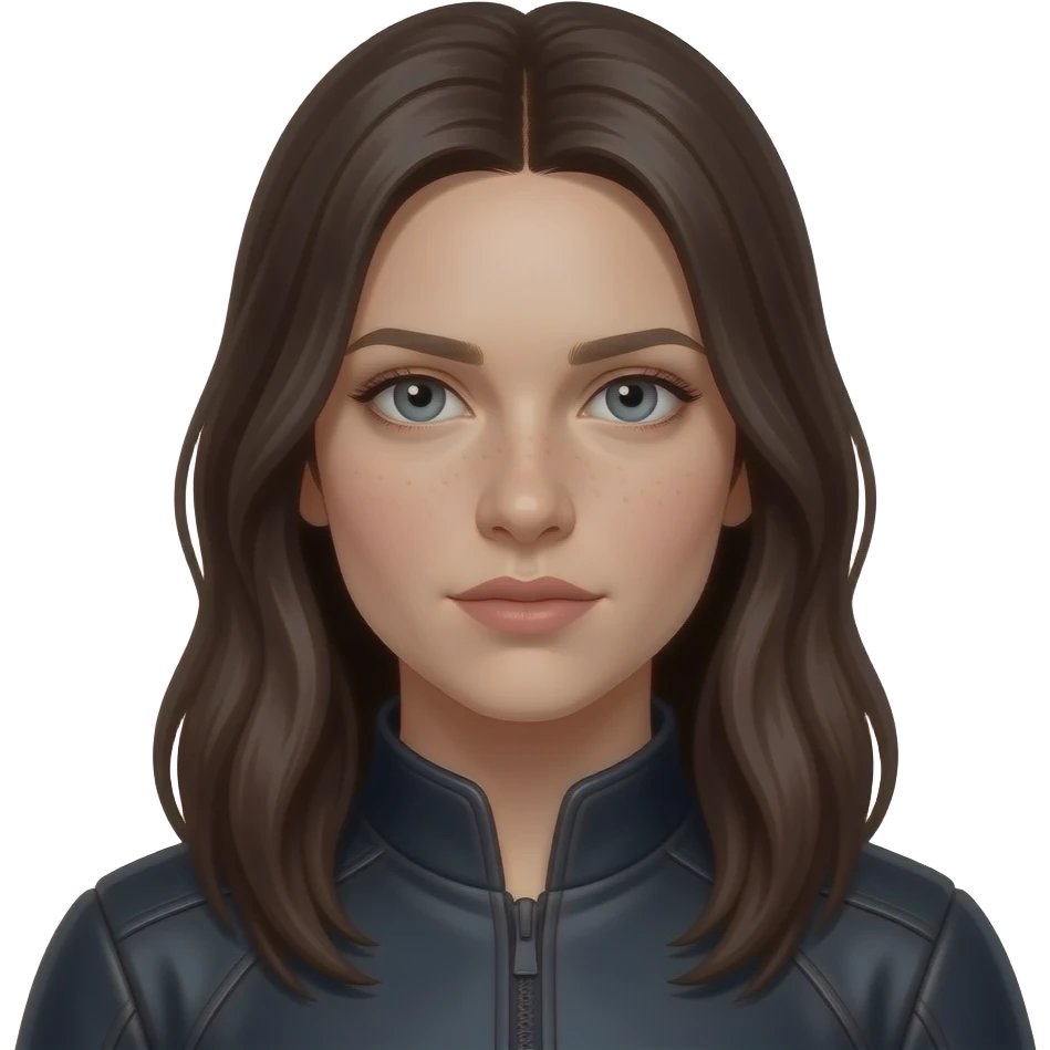 katniss everdeen realistic n\dark hair, grey eyes emoji