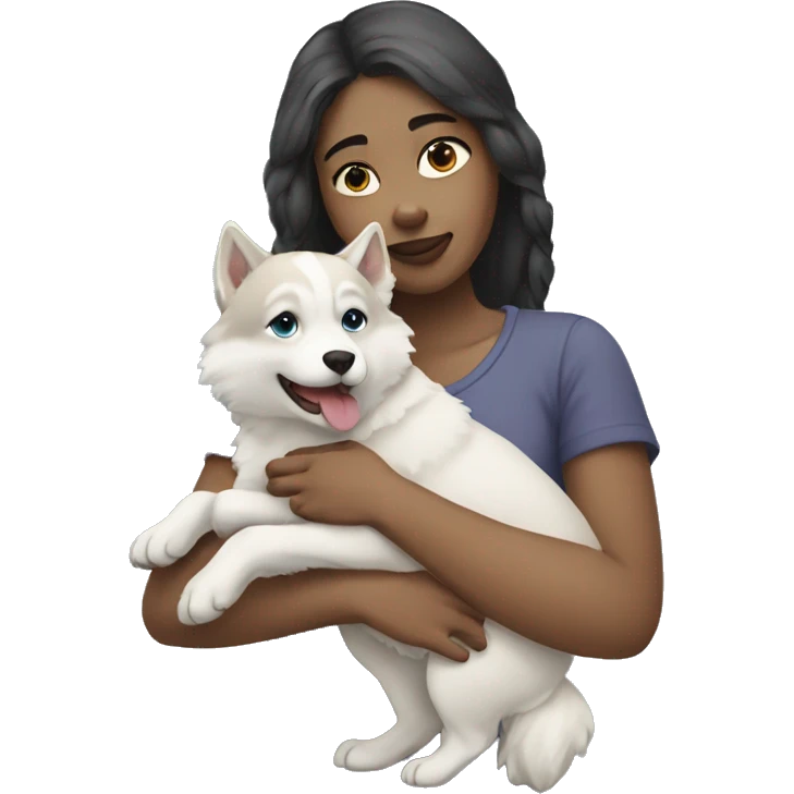 Pale girl holding a husky emoji