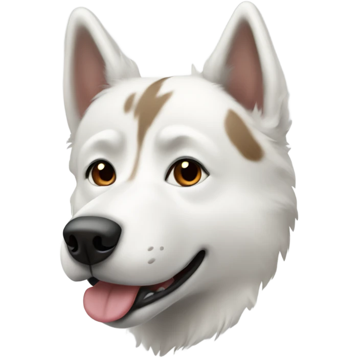 white husky dog with brown spots and black eyes emoji