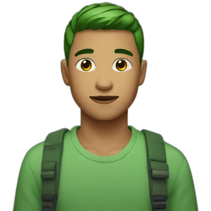 boy with green  short hair and brown eyes emoji