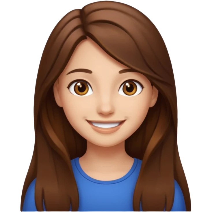 Emoji Fille cheveux long et brun yeux brun emoji
